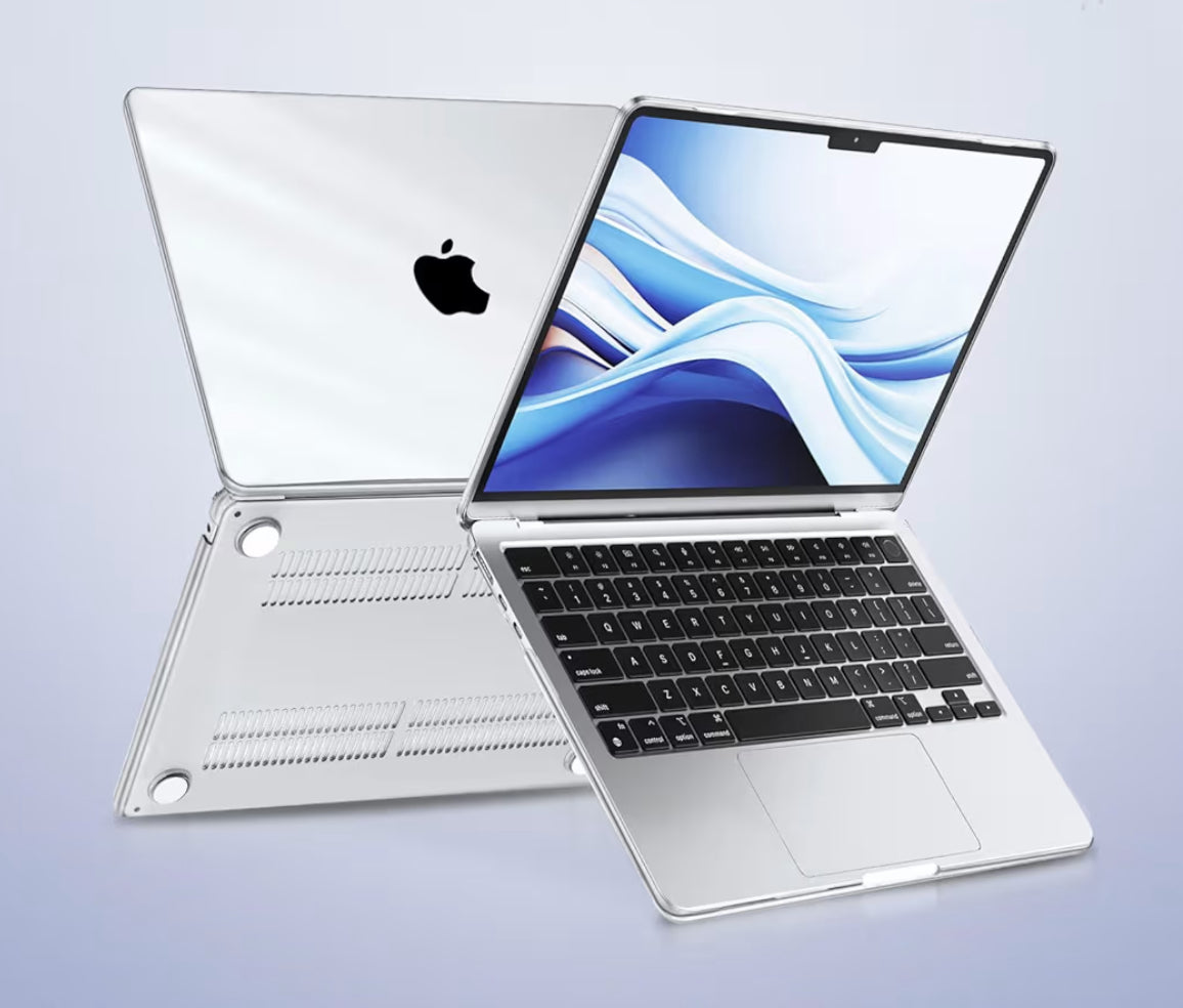 Mosiso Funda para MacBook Air de 13 y 13.6 pulgadas, 2024, 2023 y 2022, M3 A3113, M2 A2681, Touch ID, carcasa rígida, cubierta de teclado, protector de pantalla y adaptador tipo C, transparente