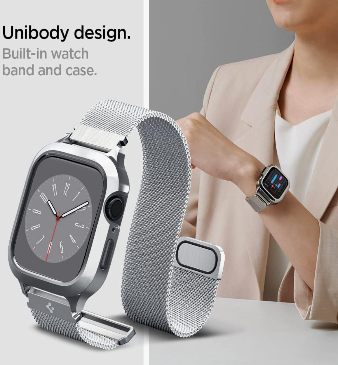 Spigen Metal Fit Pro Funda + Banda de Apple Watch Serie (45/44)