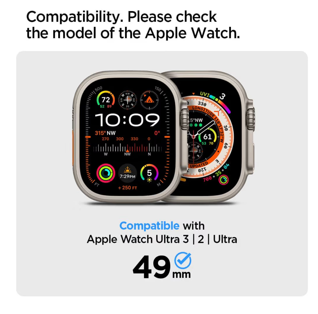 Spigen Rugged Armor Pro Banda + Cobertor para Apple Watch Serie (49 mm)TPU Negro