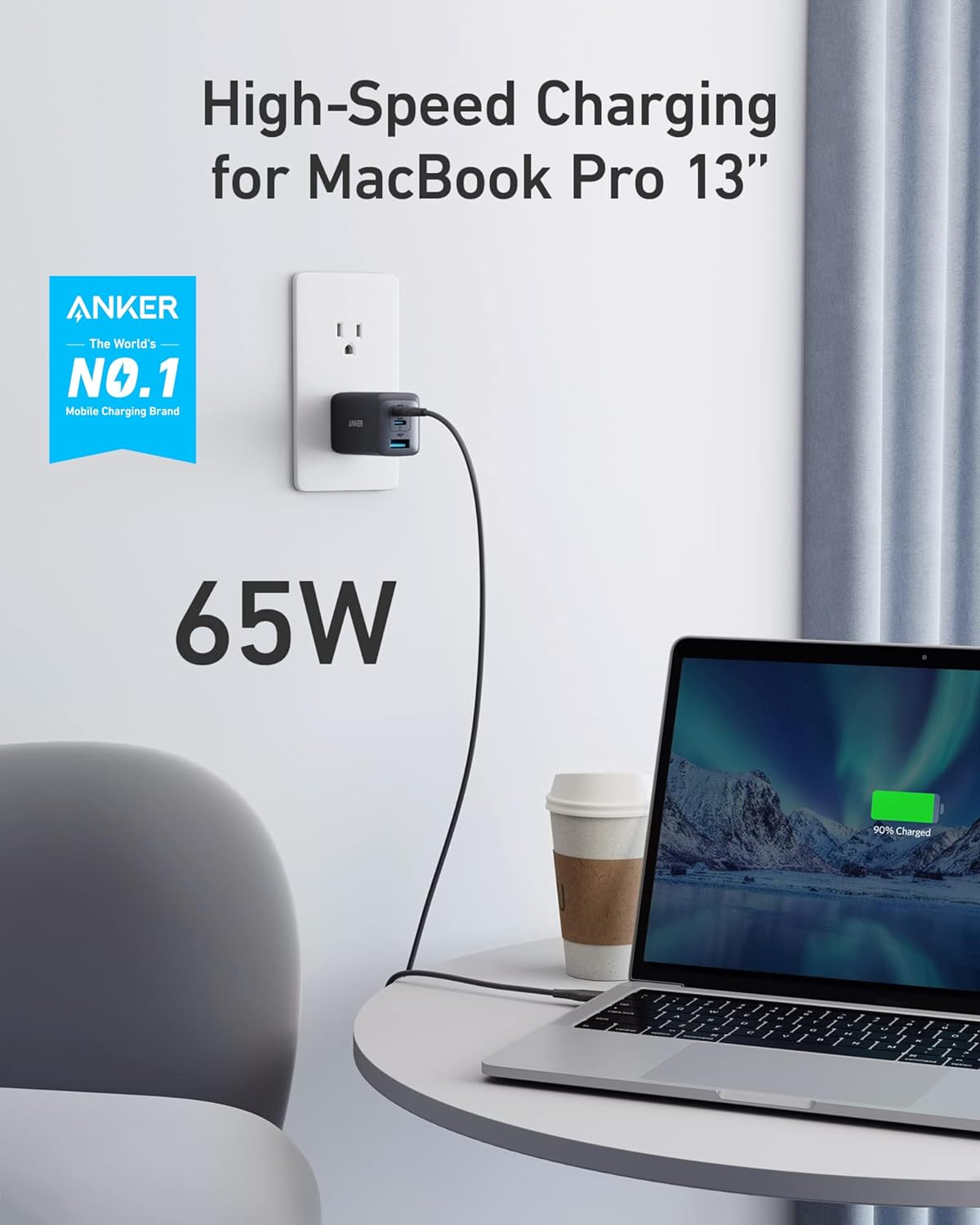 Anker Adaptador USB-C Nano II de 65 W 3 Puertos