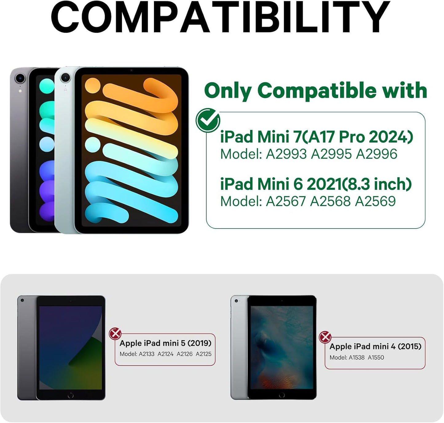 Green Law Funda de Teclado táctil con retro iluminación Para iPad Mini (7 Gen/6 Gen)