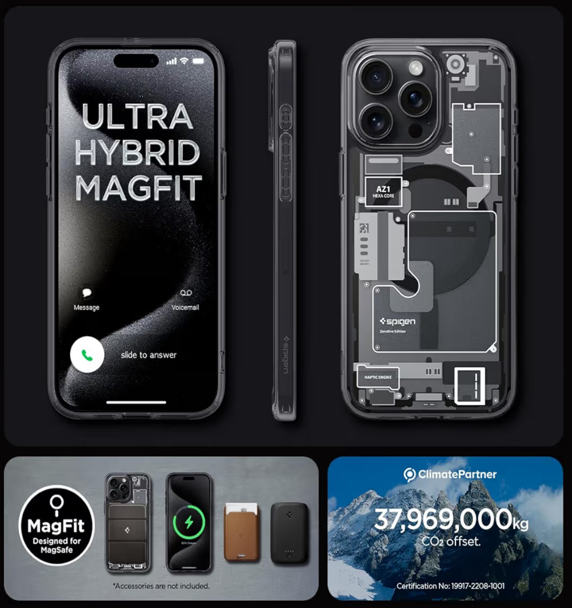 Spigen Ultra Hybrid cobertor de iPhone 15 Pro Max - Zero One Negro
