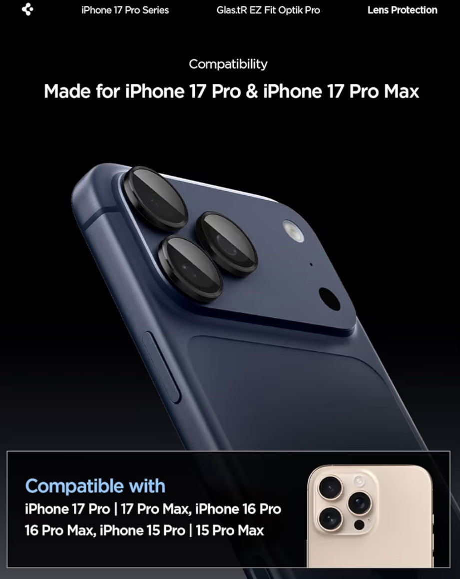Spigen Lentes para iPhone 17/16/15 Pro Max - 16/15 Pro Negro