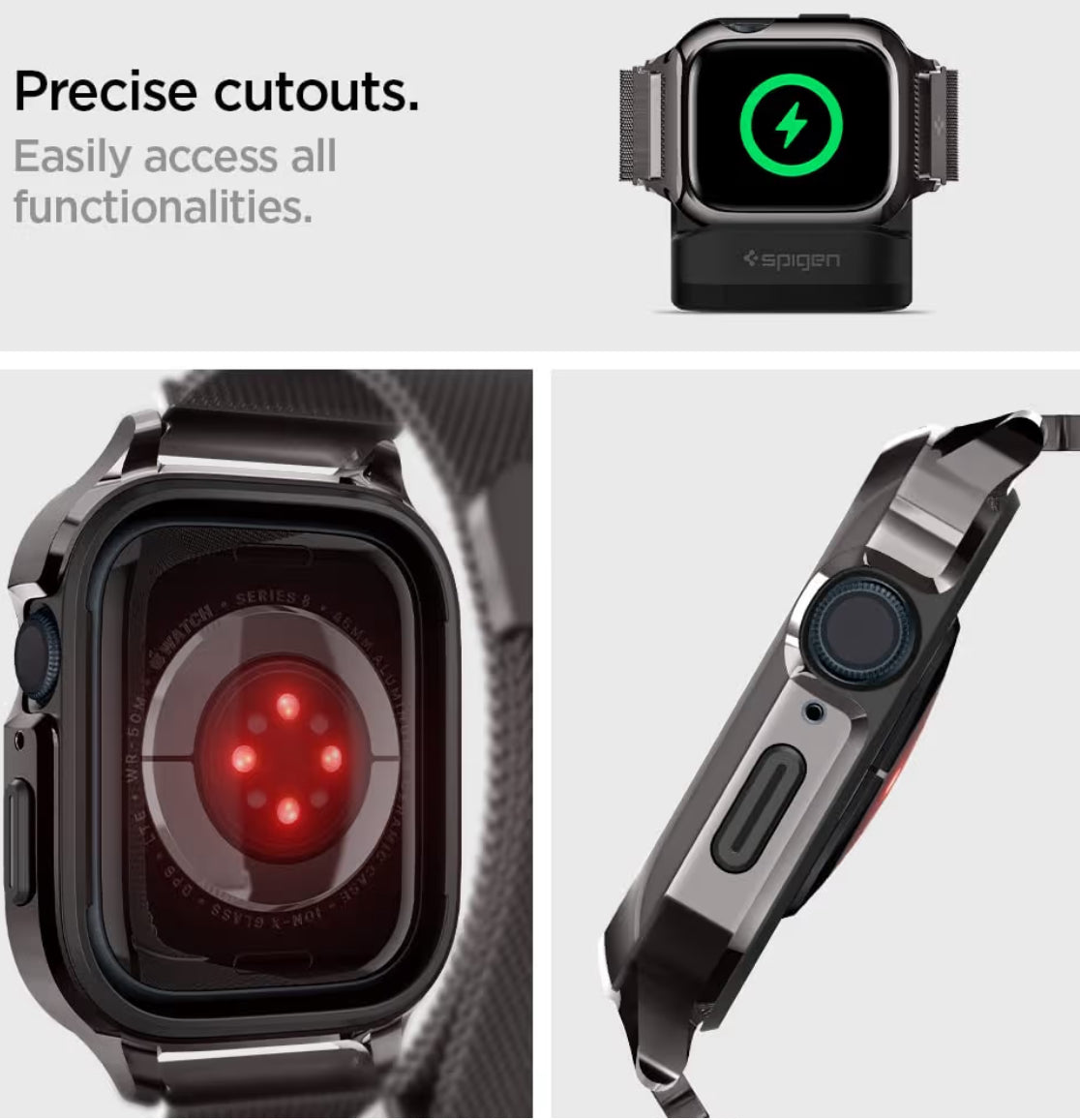 Spigen Metal Fit Pro Funda + Banda de Apple Watch Serie (45/44)