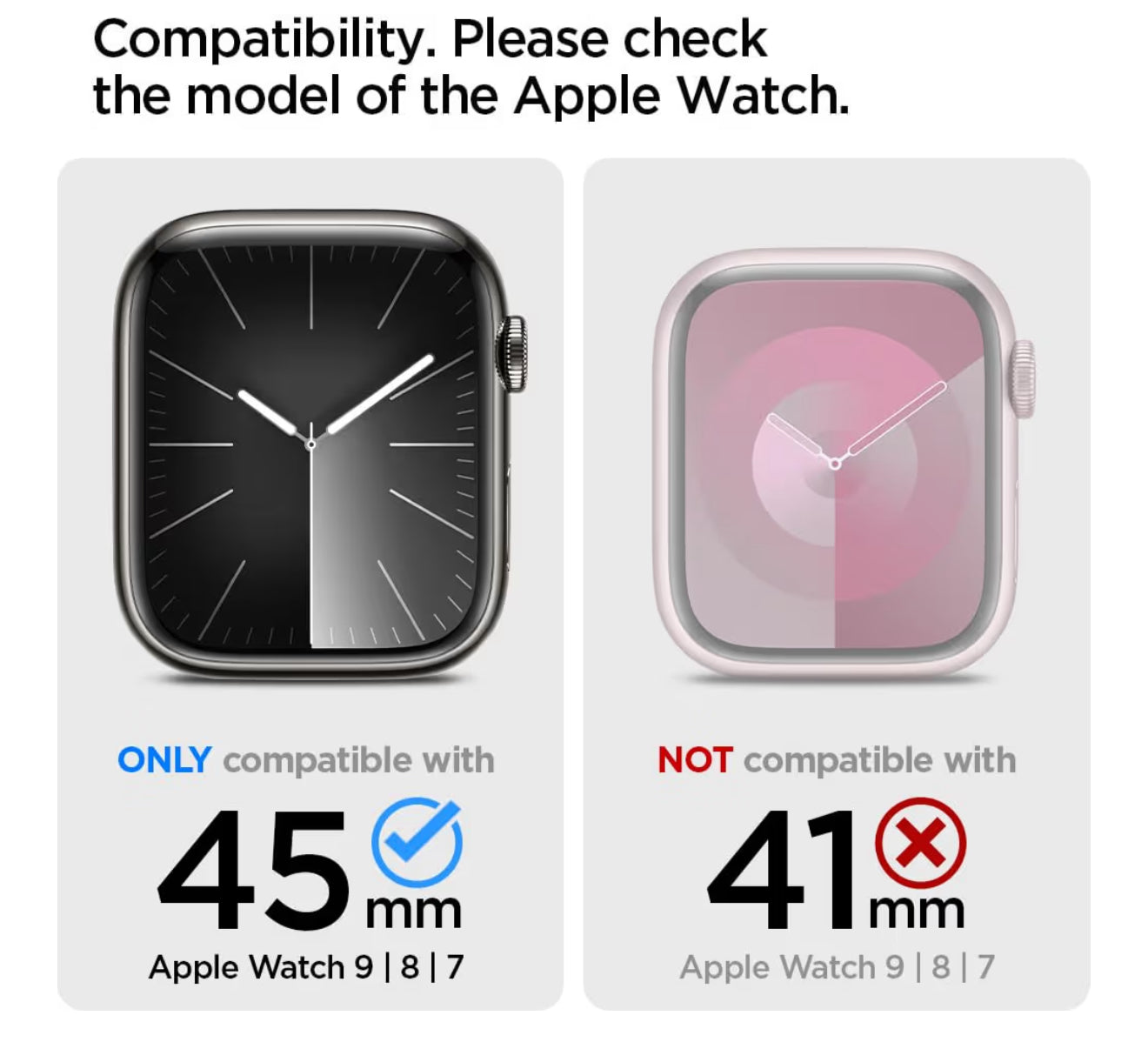Spigen Ultra Hybrid Funda transparente de Apple Watch de protector de pantalla Serie (45 mm)