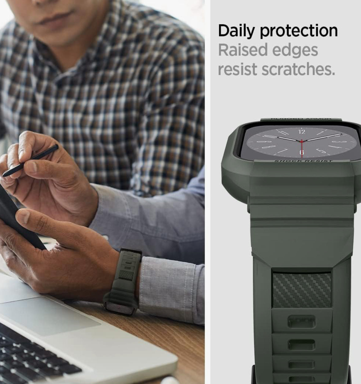 Spigen Rugged Armor Pro Funda + Banda de Apple Watch Serie (45/44)