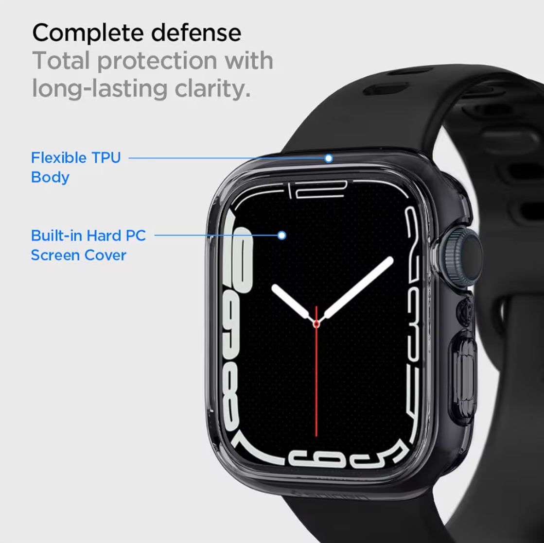 Spigen Ultra Hybrid Funda transparente de Apple Watch de protector de pantalla Serie (45 mm)