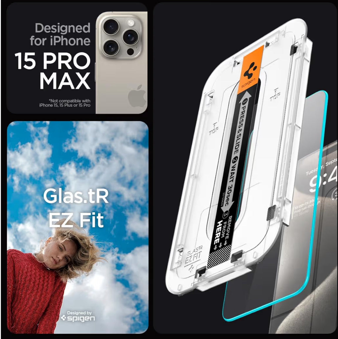 Spigen Vidrio Templado para iPhone 15 Pro Max