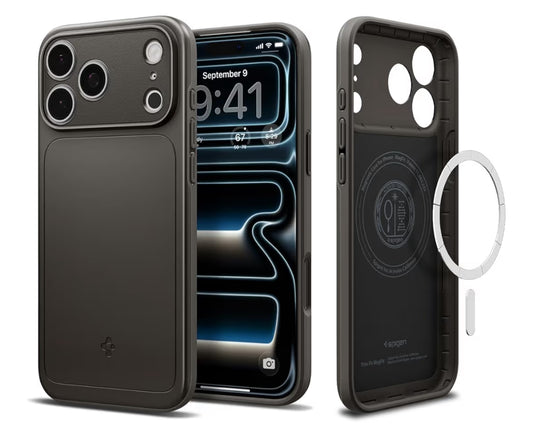 Spigen Funda para iPhone 17 Pro Max, MagFit de ajuste delgado [control de cámara cubierta de TPU] [compatible con MagSafe] - Gunmetal