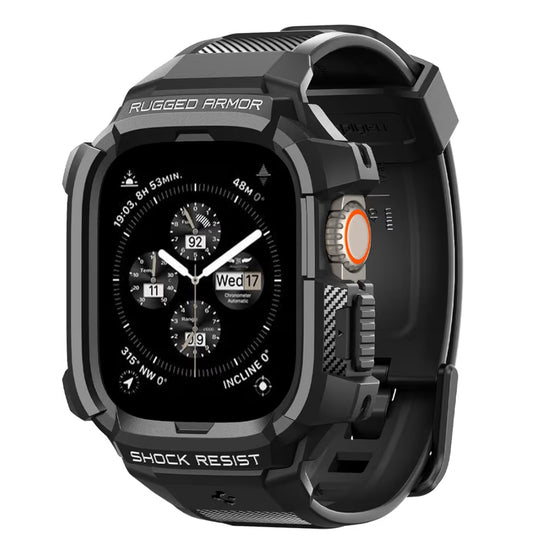 Spigen Rugged Armor Pro Banda + Cobertor para Apple Watch Serie      (49 mm)TPU Negro