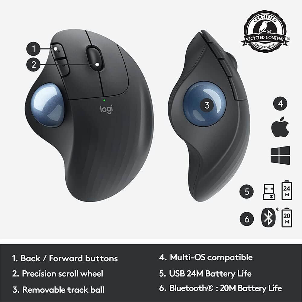 Logitech Mouse Ergo M575 color Negro
