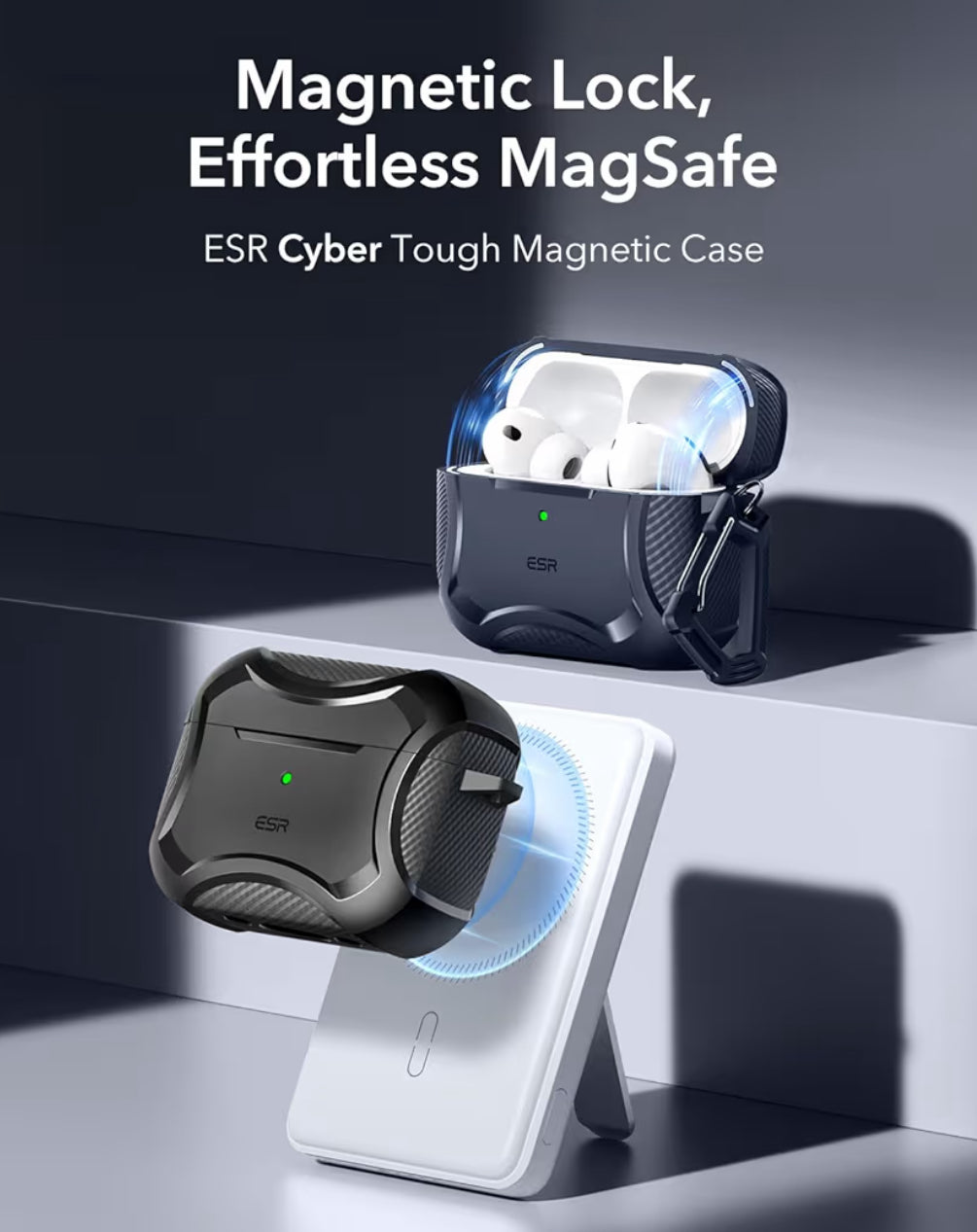 ESR Cobertor magnético de AirPods Pro 3 compatible con AirPods (3ª Gen) 2025 - Negro