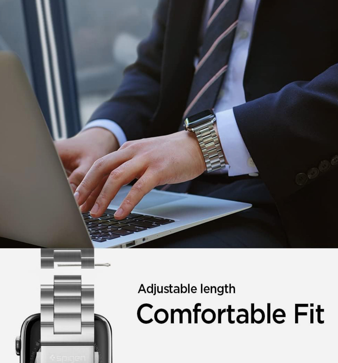 Spigen Banda de Apple Watch Moderno Plateado Serie (49/46/45/44 mm)