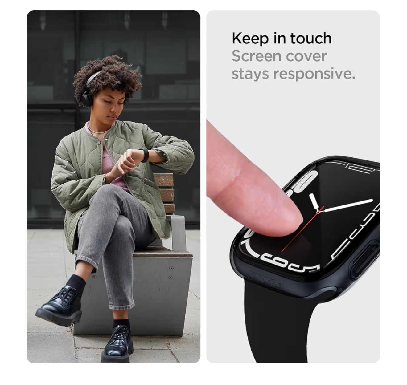 Spigen Ultra Hybrid Funda transparente de Apple Watch de protector de pantalla Serie (45 mm)