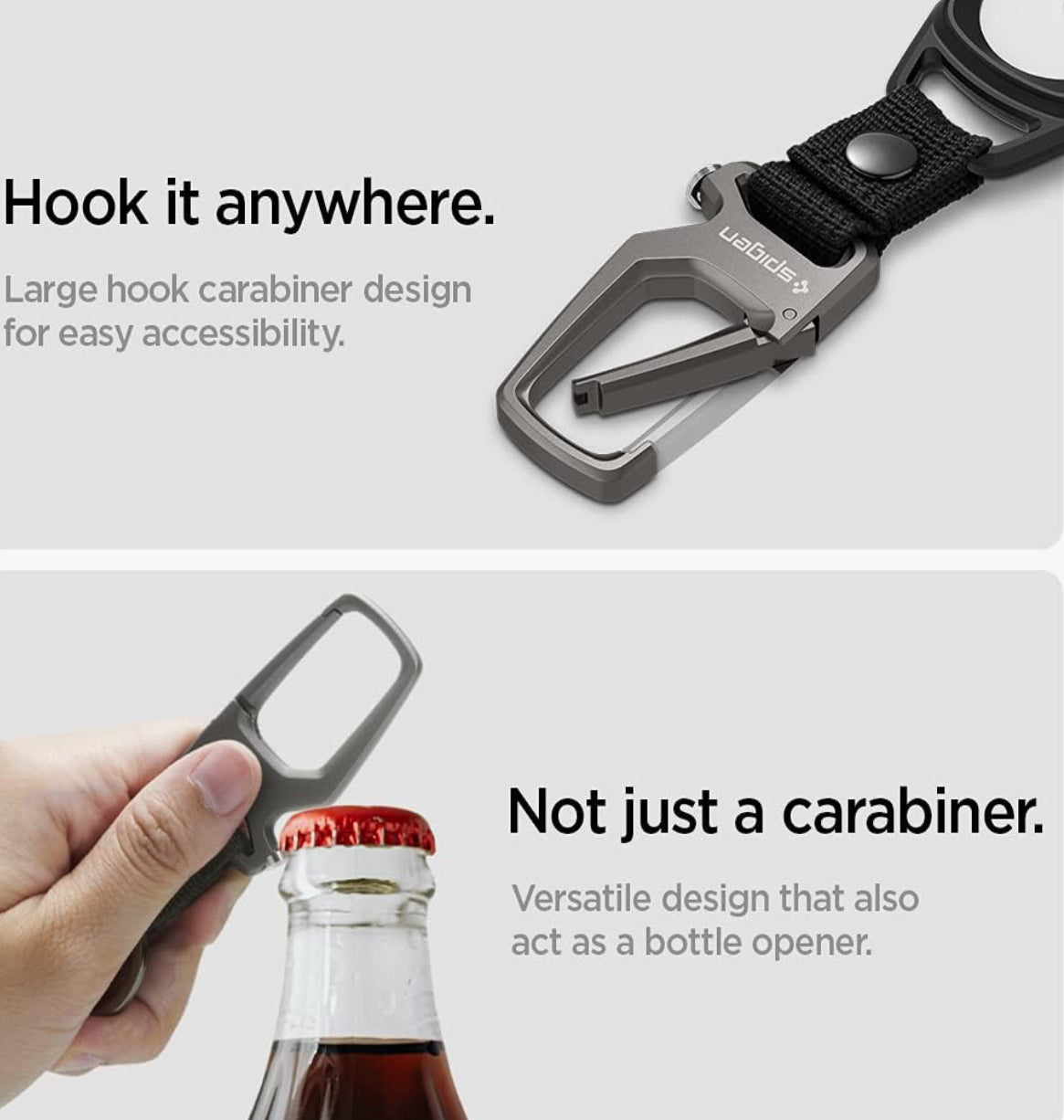 Spigen AirTag funda llavero y mosquetón para llaves, bolsos, carteras, collar de mascotas