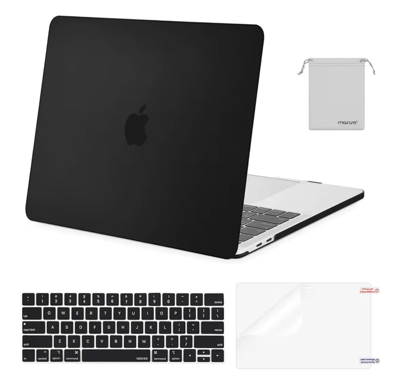 MOSISO - Cobertor rígida de plástico, cubierta de teclado, protector de pantalla y bolsa de almacenamiento para MacBook Pro 13 pulgadas/33 cm