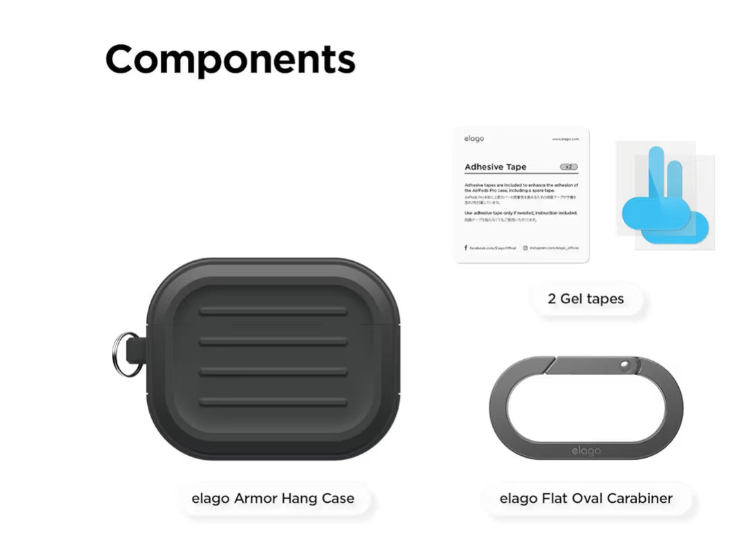 Elago Armor - cobertor de AirPods Pro 3 incluye mosquetón