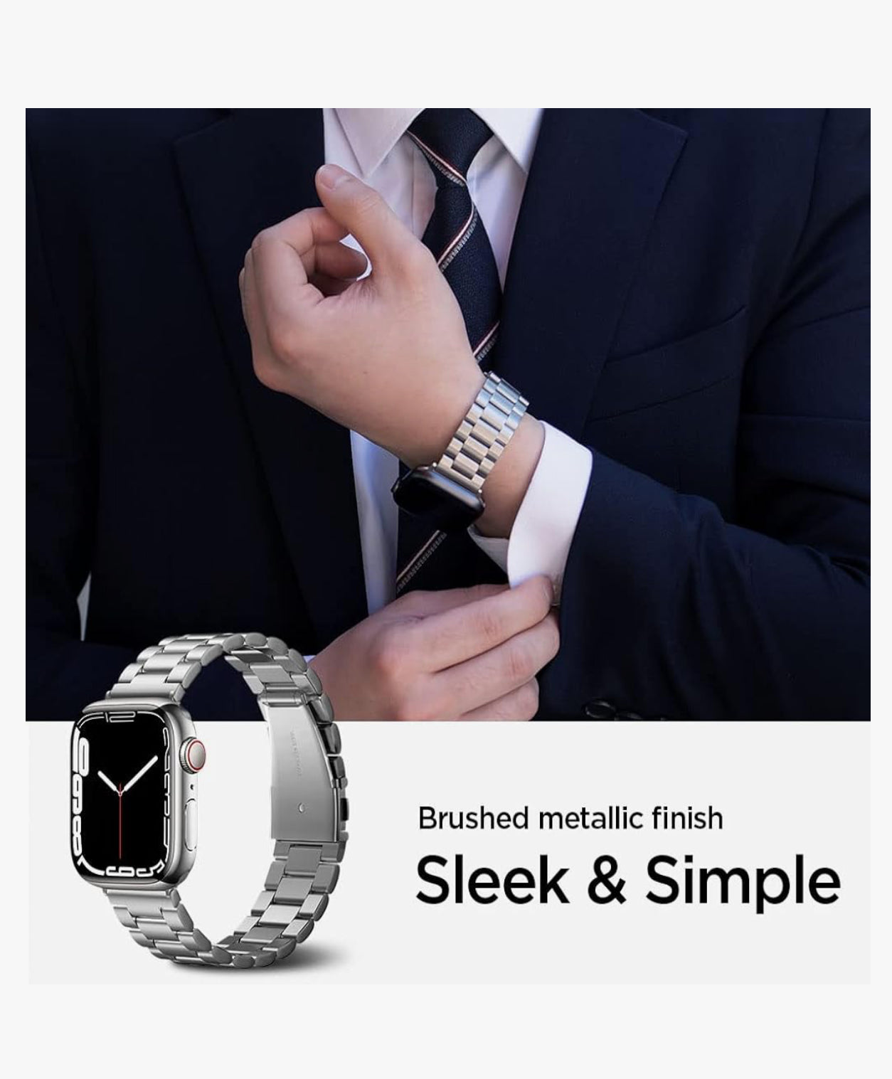 Spigen Banda de Apple Watch Moderno Plateado Serie (49/46/45/44 mm)