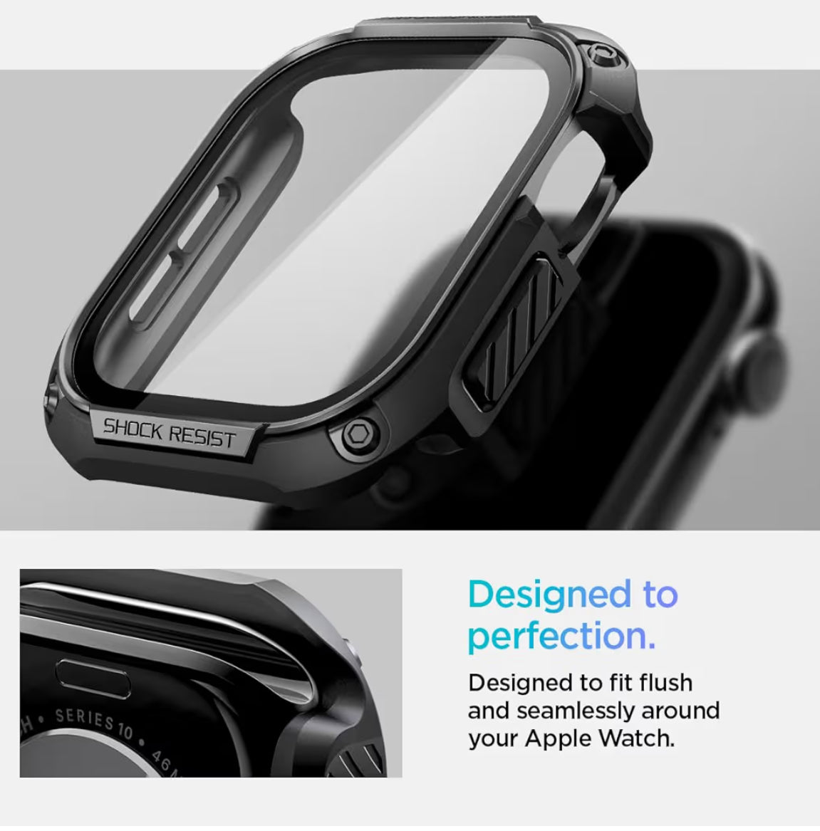 Spigen Tough Armor Funda + Vidrio Templado Diseñado para Apple Watch Serie 10/11 46 mm
