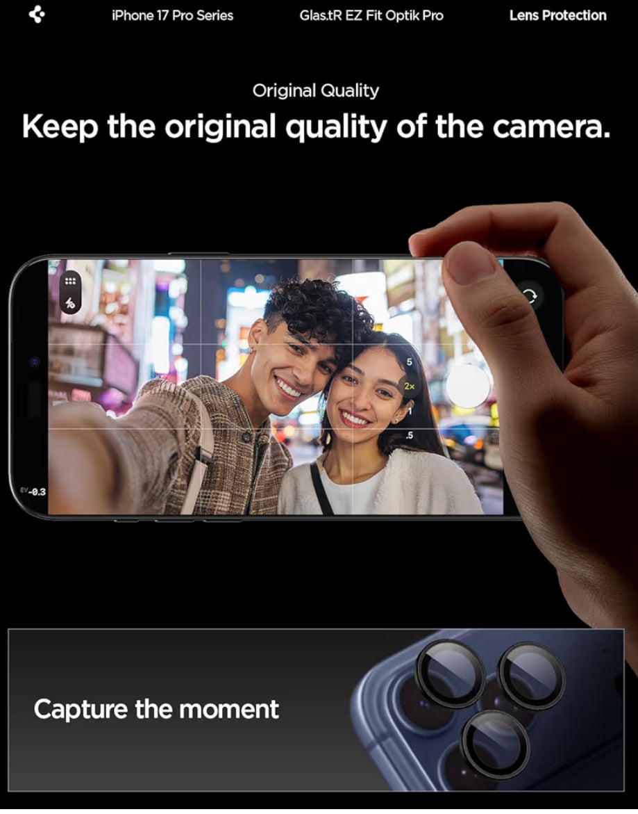 Spigen Lentes para iPhone 17/16/15 Pro Max - 16/15 Pro Negro