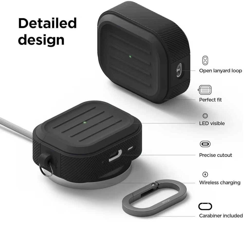 Elago Armor - cobertor de AirPods Pro 3 incluye mosquetón