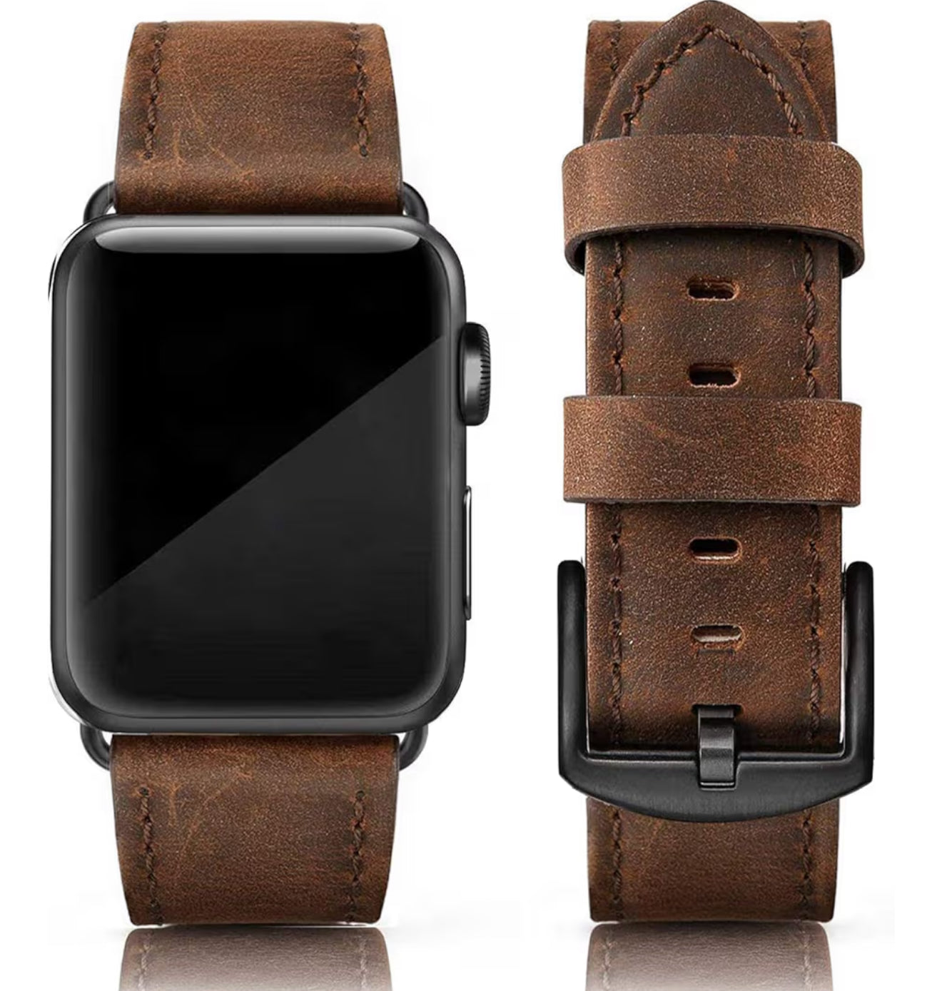Edimens Banda de Apple Watch de cuero café Serie (49/46/45/44 mm)