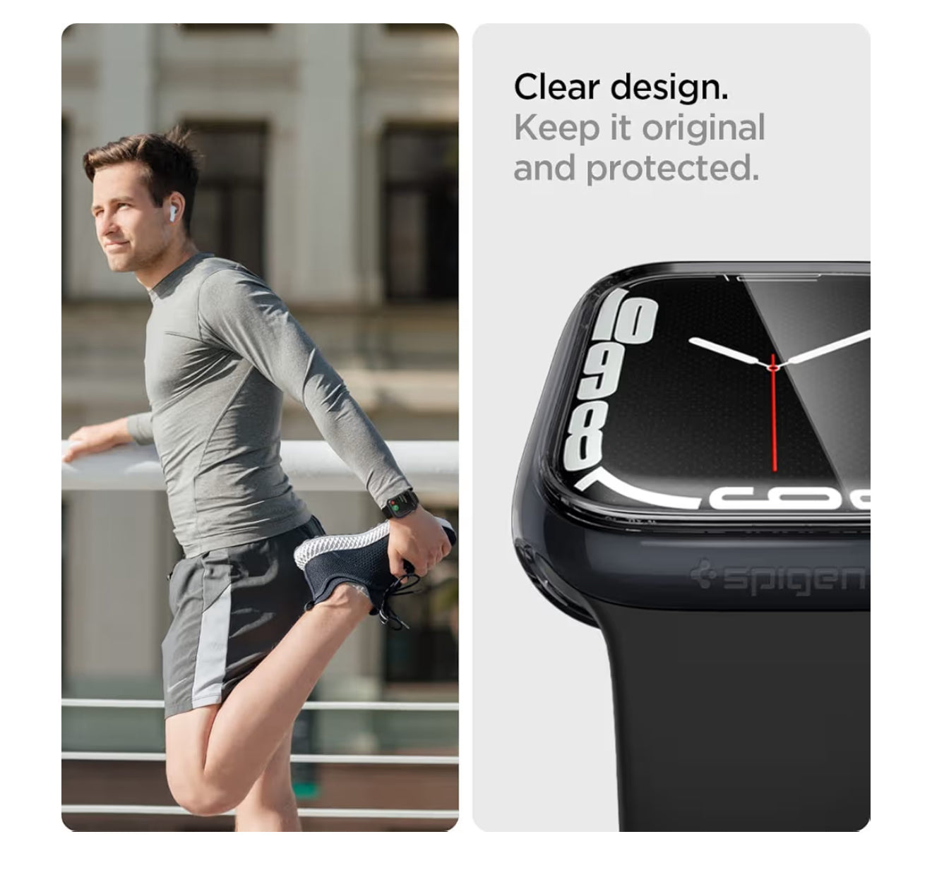 Spigen Ultra Hybrid Funda transparente de Apple Watch de protector de pantalla Serie (45 mm)