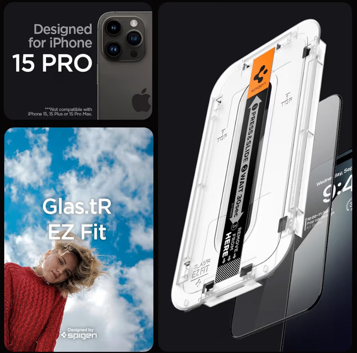 Spigen Vidrio Templado de iPhone 15 Pro