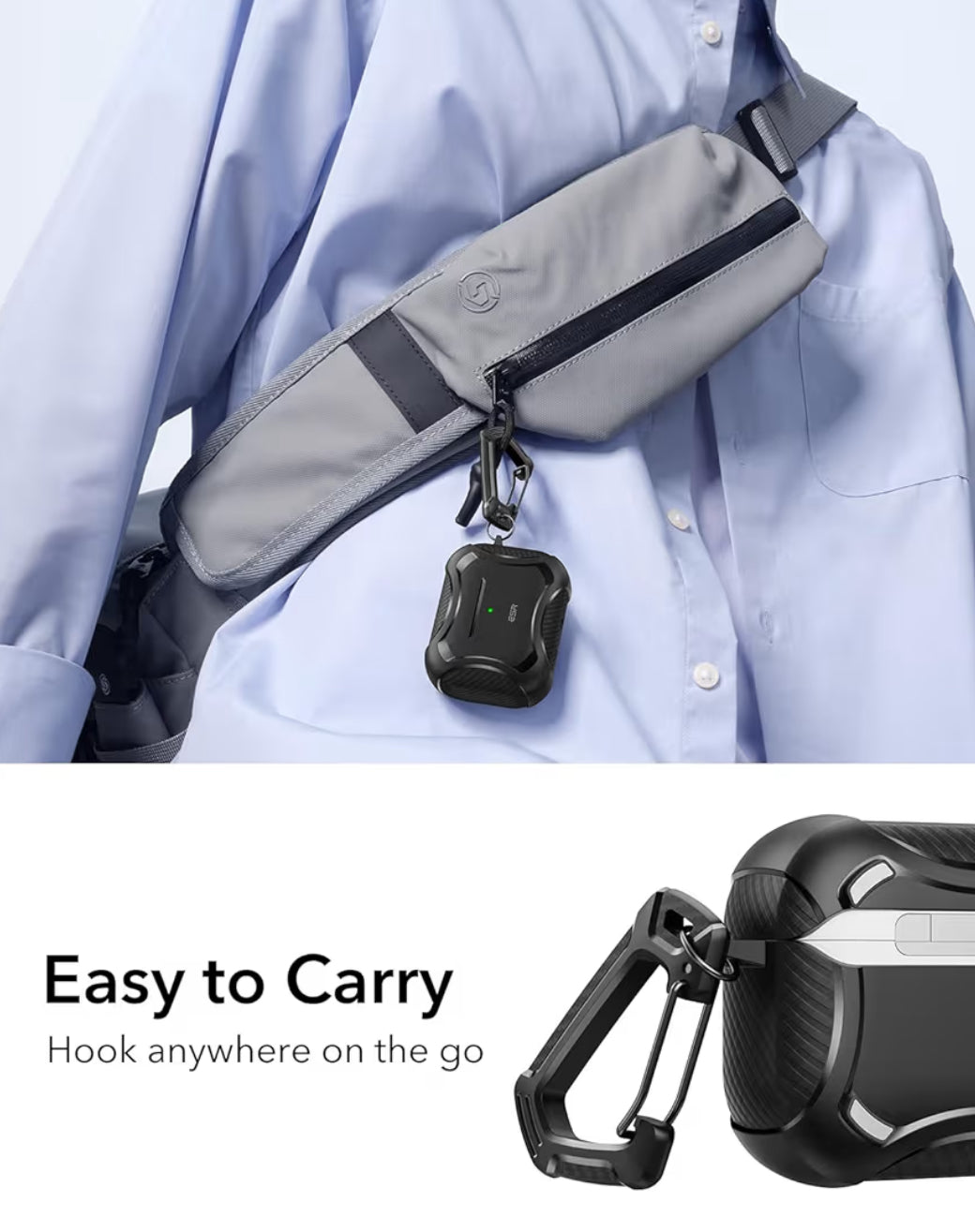 ESR Cobertor magnético de AirPods Pro 3 compatible con AirPods (3ª Gen) 2025 - Negro