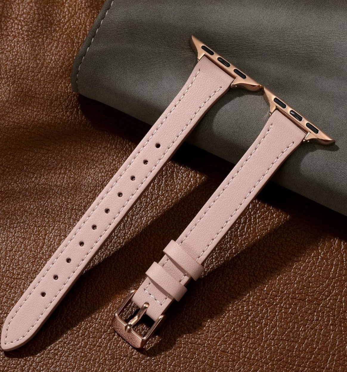 Charlam Banda de cuero delgada de mujer para Apple Watch Serie 38/40/41/42 mm