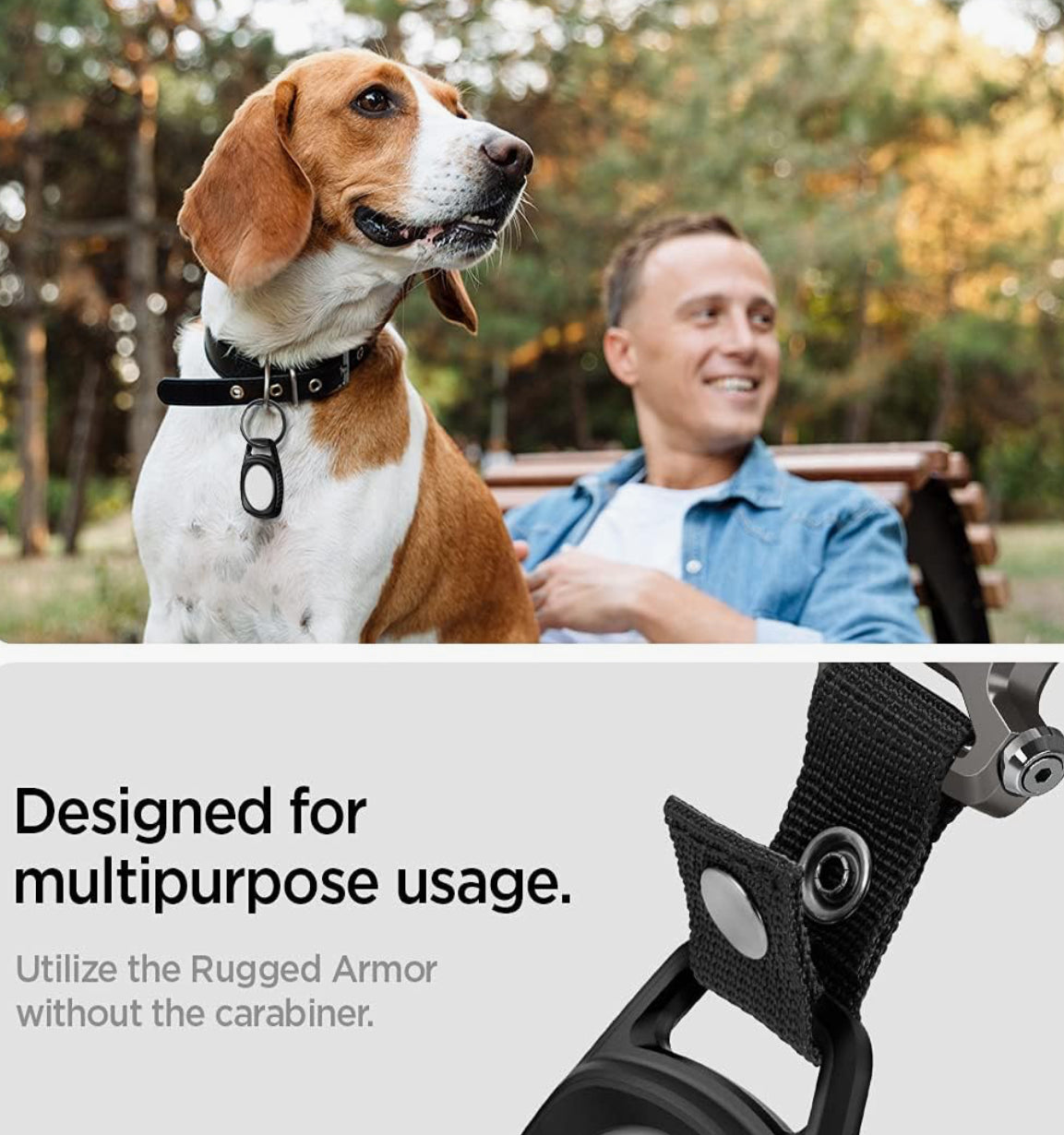 Spigen AirTag funda llavero y mosquetón para llaves, bolsos, carteras, collar de mascotas