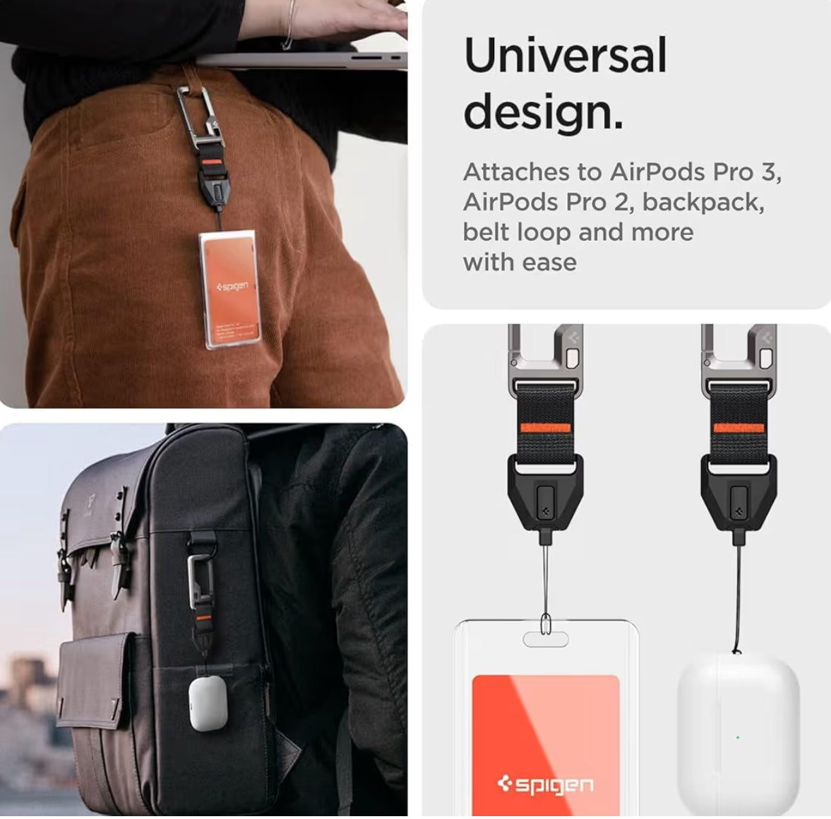 Spigen cordón para AirPods Pro 3/2 Mosquetón