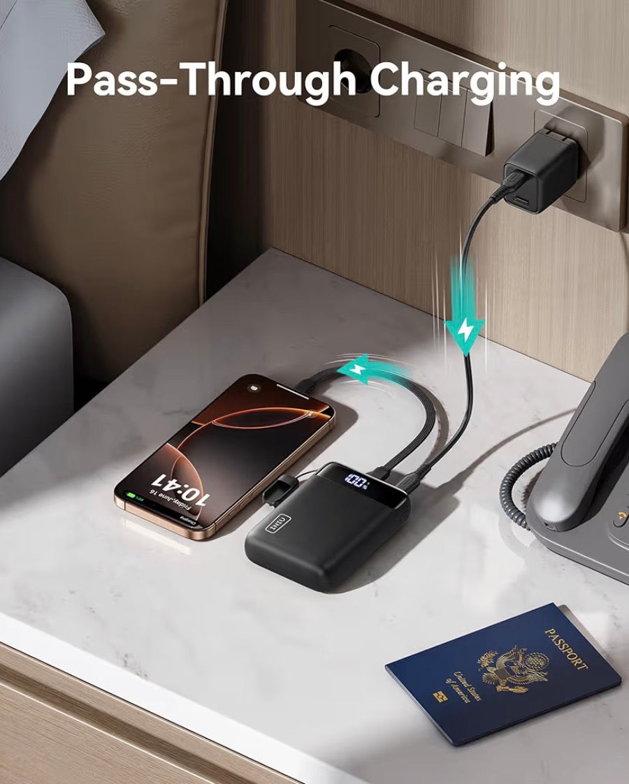 INIU - Cargador portátil de 20,000 mAh con carga rápida 22.5W, puerto USB-C y pantalla LED. Compacto y compatible con iPhone, Samsung, iPad y más. Ideal para cargar tus dispositivos en cualquier momento.