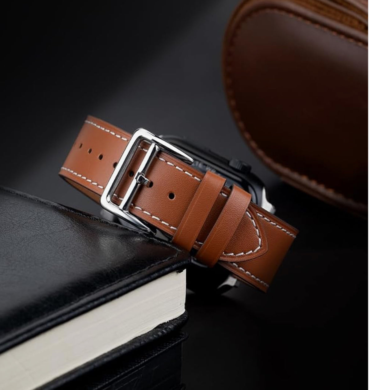 Edimens Banda de Apple Watch de cuero café Serie (49/46/45/44 mm)