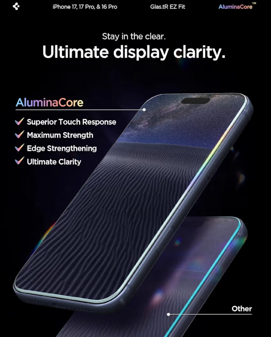 Spigen EZ FIT vidrio templado para iPhone 17/16 Pro