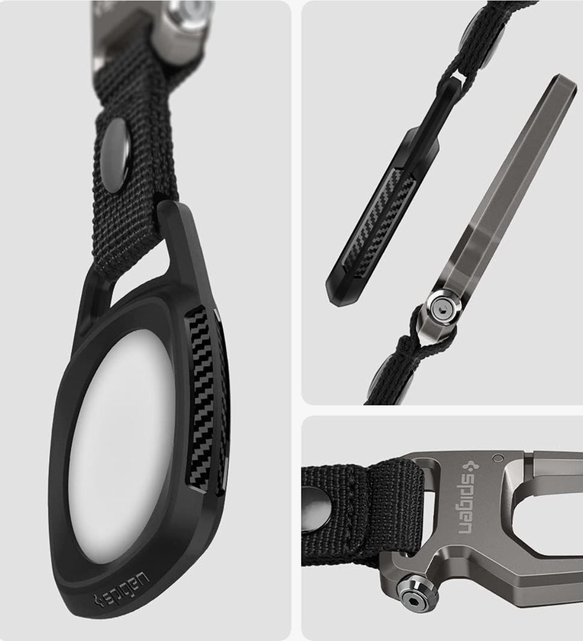 Spigen AirTag funda llavero y mosquetón para llaves, bolsos, carteras, collar de mascotas