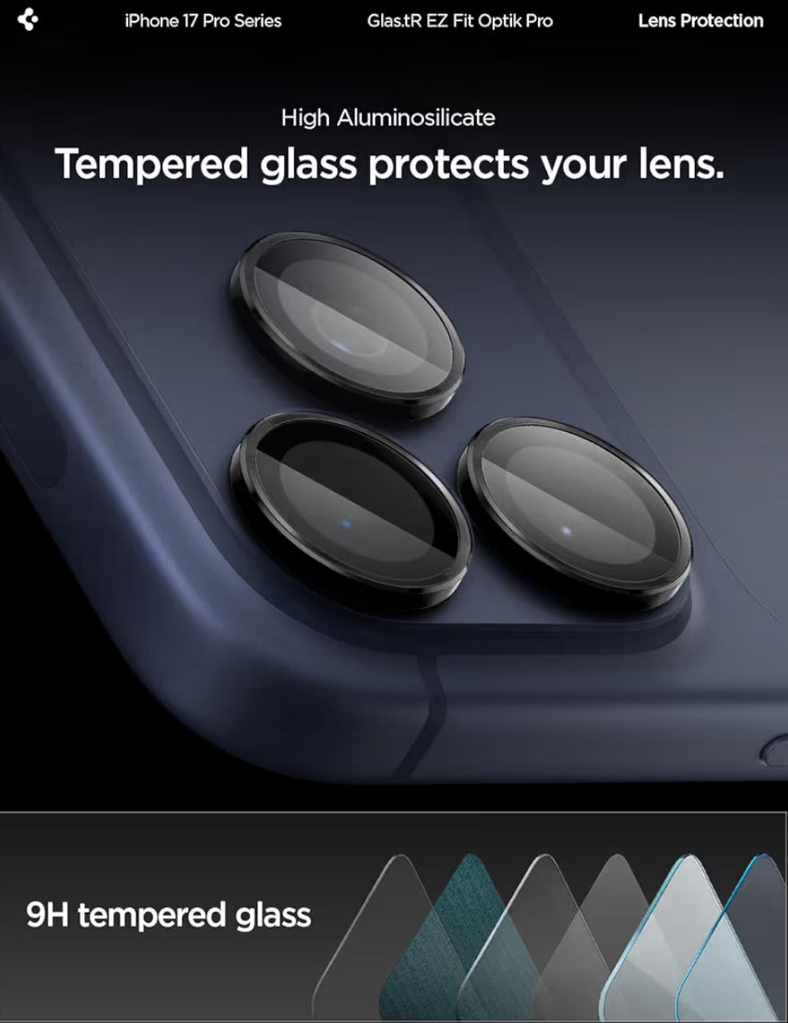 Spigen Lentes para iPhone 17/16/15 Pro Max - 16/15 Pro Negro